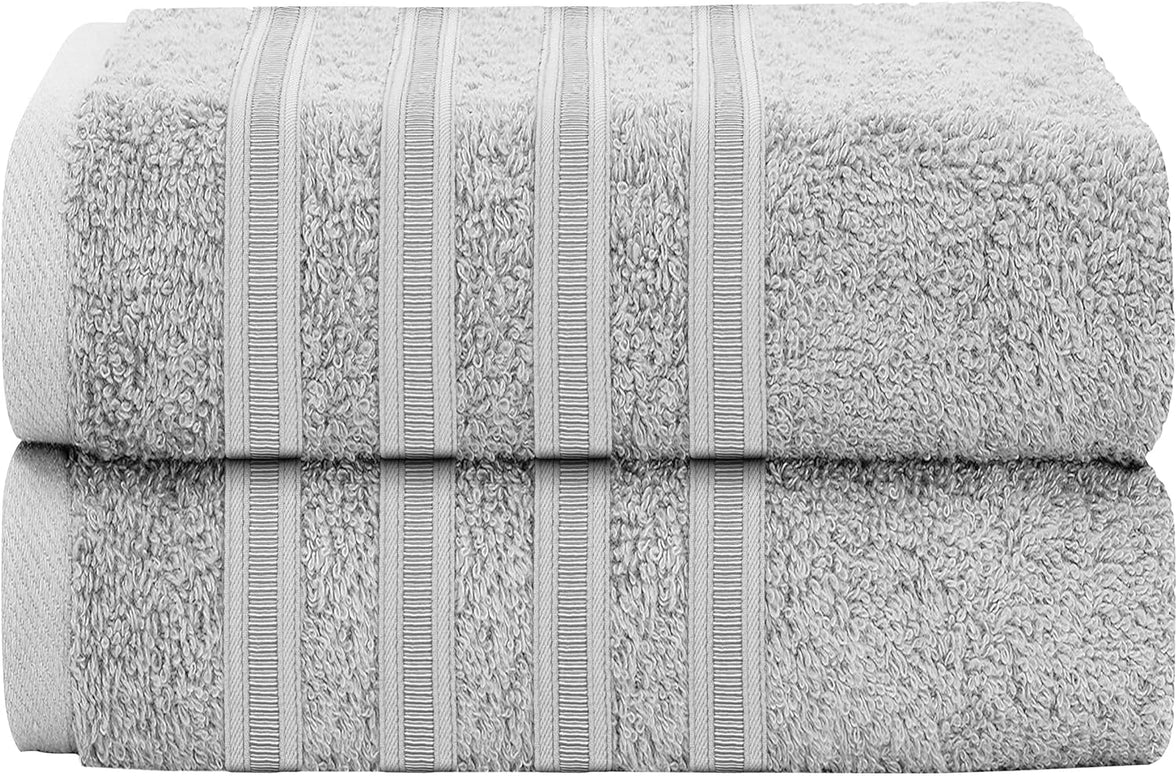 Ritz Viscose Stripe Super Soft Cotton Luxury Absorbent Towels, Jumbo Bath Sheet Packs & Towel Bale Sets Available by OLIVIA ROCCO 2 PK JUMBO BATH SHEET / SILVER Towels