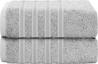 Ritz Viscose Stripe Super Soft Cotton Luxury Absorbent Towels, Jumbo Bath Sheet Packs & Towel Bale Sets Available by OLIVIA ROCCO 2 PK JUMBO BATH SHEET / SILVER Towels
