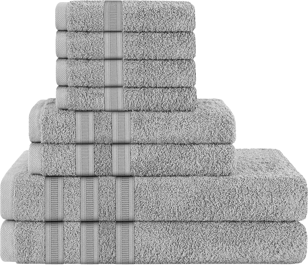 Ritz Viscose Stripe Super Soft Cotton Luxury Absorbent Towels, Jumbo Bath Sheet Packs & Towel Bale Sets Available by OLIVIA ROCCO 8 PIECE TOWEL  BALE / SILVER Towels