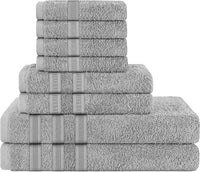Ritz Viscose Stripe Super Soft Cotton Luxury Absorbent Towels, Jumbo Bath Sheet Packs & Towel Bale Sets Available by OLIVIA ROCCO 8 PIECE TOWEL  BALE / SILVER Towels