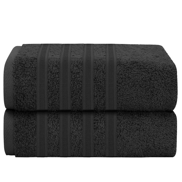 Ritz Viscose Stripe Super Soft Cotton Luxury Absorbent Towels, Jumbo Bath Sheet Packs & Towel Bale Sets Available by OLIVIA ROCCO 2 PK JUMBO BATH SHEET / BLACK Towels