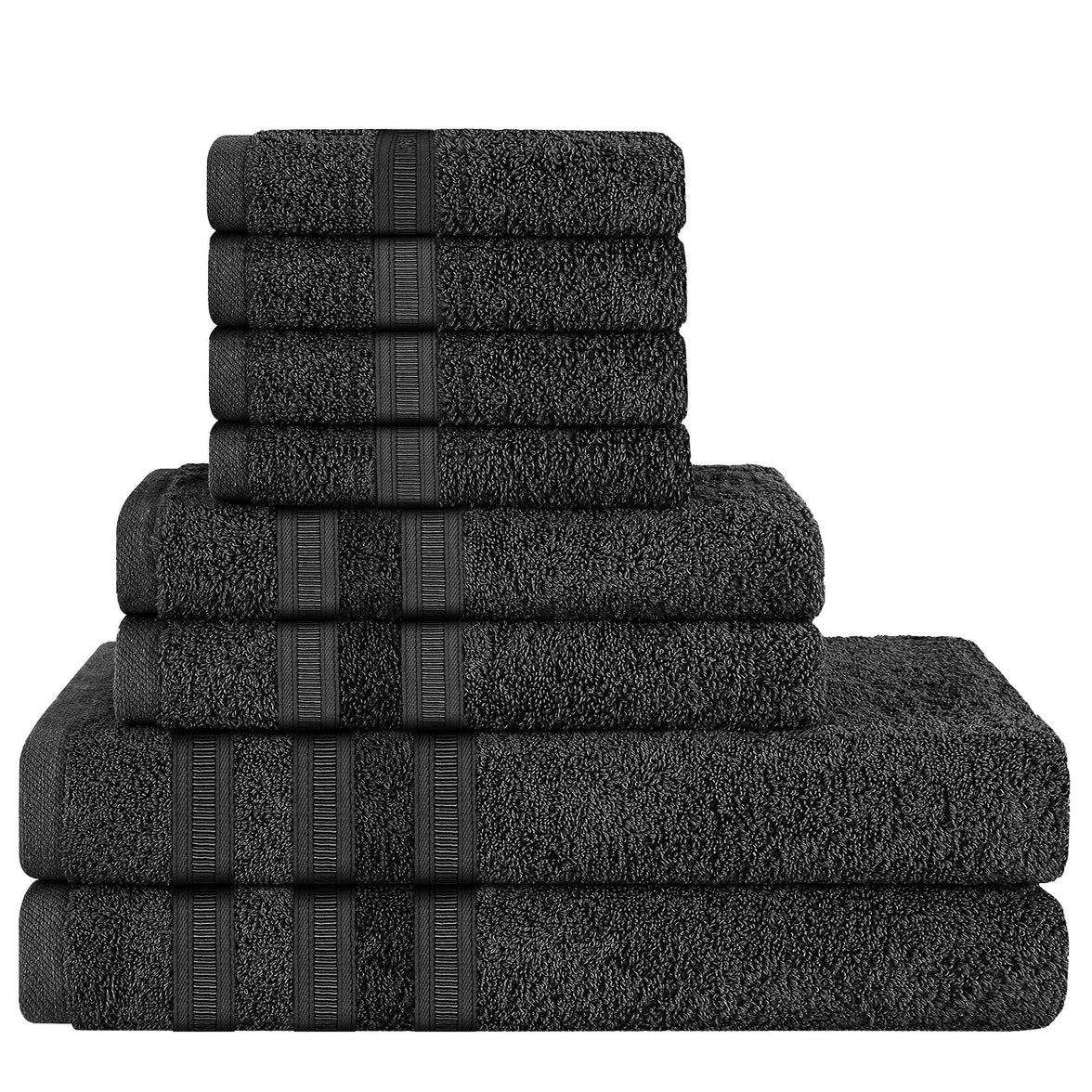 Ritz Viscose Stripe Super Soft Cotton Luxury Absorbent Towels, Jumbo Bath Sheet Packs & Towel Bale Sets Available by OLIVIA ROCCO 8 PIECE TOWEL  BALE / BLACK Towels