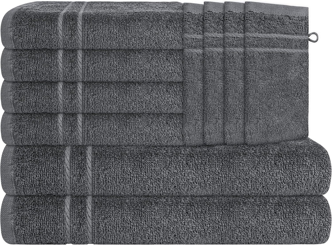 Maris 10 Piece Charcoal Towel Bale Set 2 Bath Towels, 4 Hand Towels & 4 Gloves Soft Cotton Hotel Quality by OLIVIA ROCCO CHARCOAL Towels