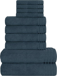 10 Piece Monaco Luxury Egyptian Cotton Towel Set 500 GSM with 4 Face Towels 4 Hand Towels 2 Bath Towels for Bathroom by OLIVIA ROCCO CHARCOAL Towels