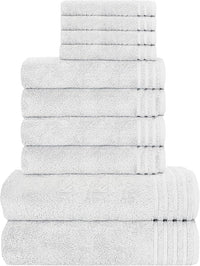 10 Piece Monaco Luxury Egyptian Cotton Towel Set 500 GSM with 4 Face Towels 4 Hand Towels 2 Bath Towels for Bathroom by OLIVIA ROCCO WHITE Towels