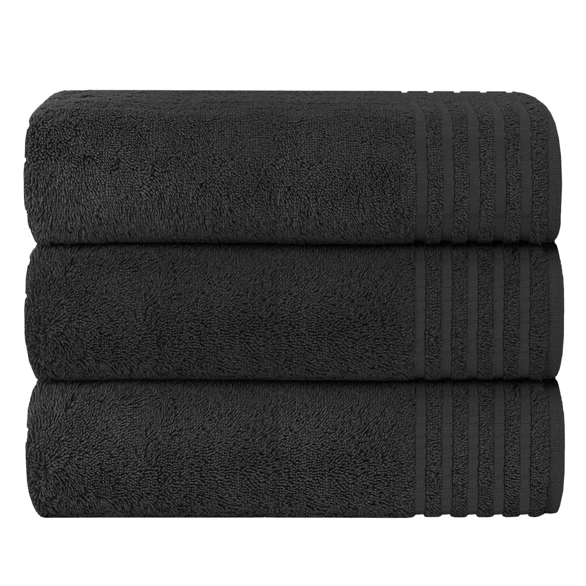 3 Pack Monaco Large Bath Sheets 100% Cotton 500GSM Highly Absorbent Towels Set for Home Gym Beach by OLIVIA ROCCO CHARCOAL Towels