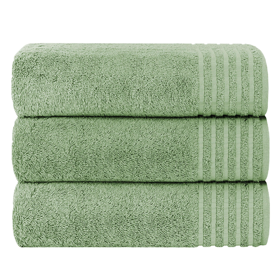 3 Pack Monaco Large Bath Sheets 100% Cotton 500GSM Highly Absorbent Towels Set for Home Gym Beach by OLIVIA ROCCO SAGE GREEN Towels