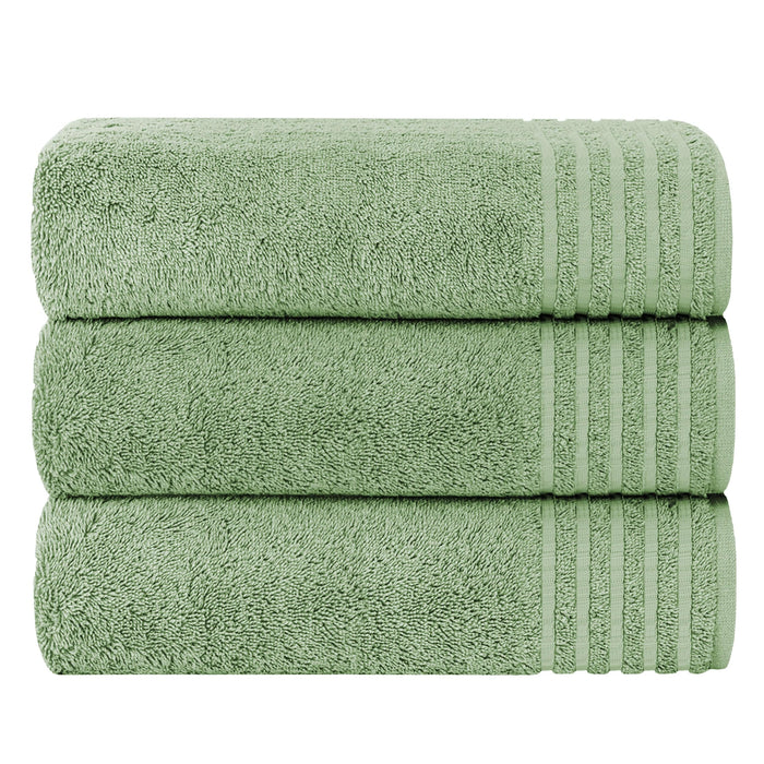 3 Pack Monaco Large Bath Sheets 100% Cotton 500GSM Highly Absorbent Towels Set for Home Gym Beach by OLIVIA ROCCO SAGE GREEN Towels