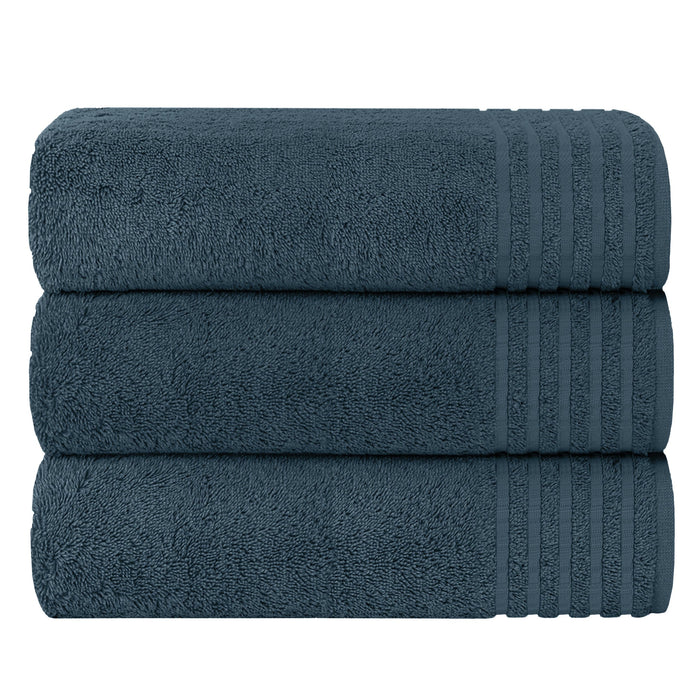3 Pack Monaco Large Bath Sheets 100% Cotton 500GSM Highly Absorbent Towels Set for Home Gym Beach by OLIVIA ROCCO SLATE BLUE Towels