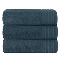 3 Pack Monaco Large Bath Sheets 100% Cotton 500GSM Highly Absorbent Towels Set for Home Gym Beach by OLIVIA ROCCO SLATE BLUE Towels