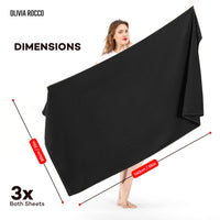 3 Pack Monaco Large Bath Sheets 100% Cotton 500GSM Highly Absorbent Towels Set for Home Gym Beach by OLIVIA ROCCO Towels