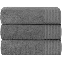 3 Pack Monaco Large Bath Sheets 100% Cotton 500GSM Highly Absorbent Towels Set for Home Gym Beach by OLIVIA ROCCO Grey Towels