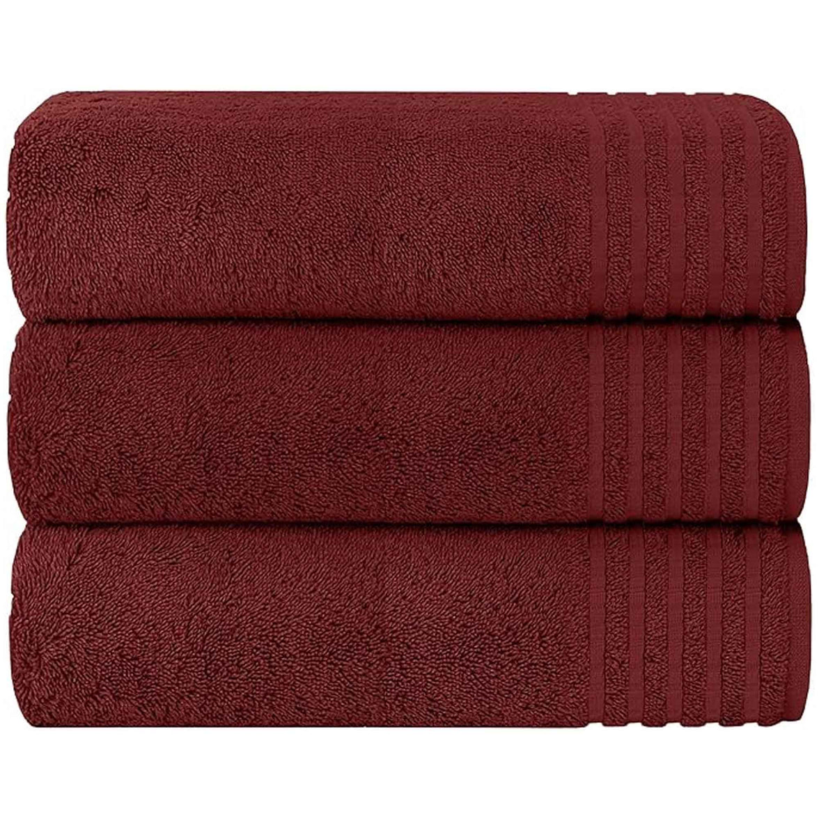 3 Pack Monaco Large Bath Sheets 100% Cotton 500GSM Highly Absorbent Towels Set for Home Gym Beach by OLIVIA ROCCO Red Towels