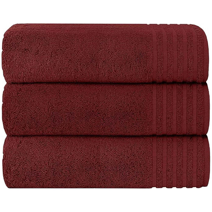 3 Pack Monaco Large Bath Sheets 100% Cotton 500GSM Highly Absorbent Towels Set for Home Gym Beach by OLIVIA ROCCO Red Towels