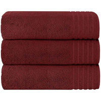 3 Pack Monaco Large Bath Sheets 100% Cotton 500GSM Highly Absorbent Towels Set for Home Gym Beach by OLIVIA ROCCO Red Towels