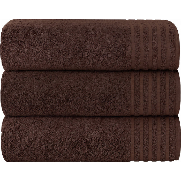 OLIVIA ROCCO Monaco 3 Pack Extra Large Bath Sheets 500GSM 100 Percent Cotton Highly Absorbent Towels For Home Gym Beach Spa Set CHOCOLATE Towels