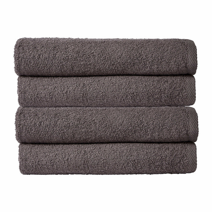 Pack of 4 Large Quick-Drying Lightweight Easycare Indus Valley Cotton Bath Sheets 80x140cm for Home Travel Gym Holidays Multiple Colours by OLIVIA ROCCO CHARCOAL Towels