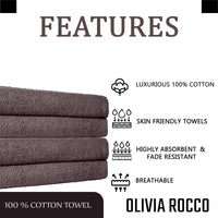 Pack of 4 Large Quick-Drying Lightweight Easycare Indus Valley Cotton Bath Sheets 80x140cm for Home Travel Gym Holidays Multiple Colours by OLIVIA ROCCO Towels