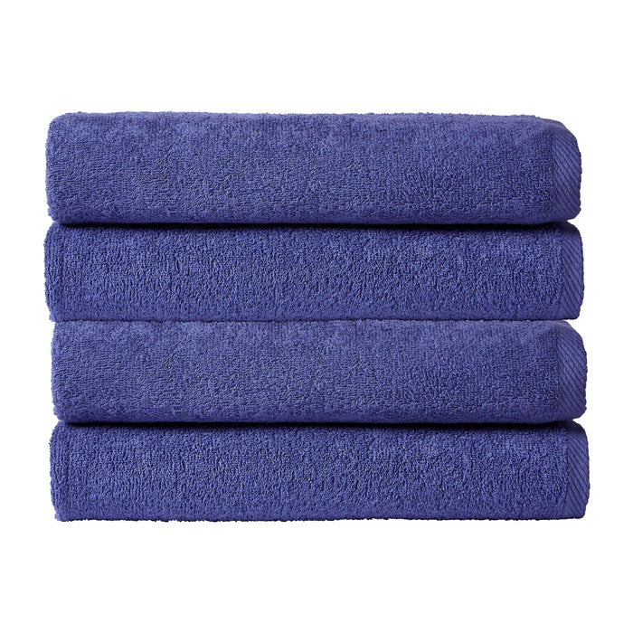 Pack of 4 Large Quick-Drying Lightweight Easycare Indus Valley Cotton Bath Sheets 80x140cm for Home Travel Gym Holidays Multiple Colours by OLIVIA ROCCO COBALT Towels