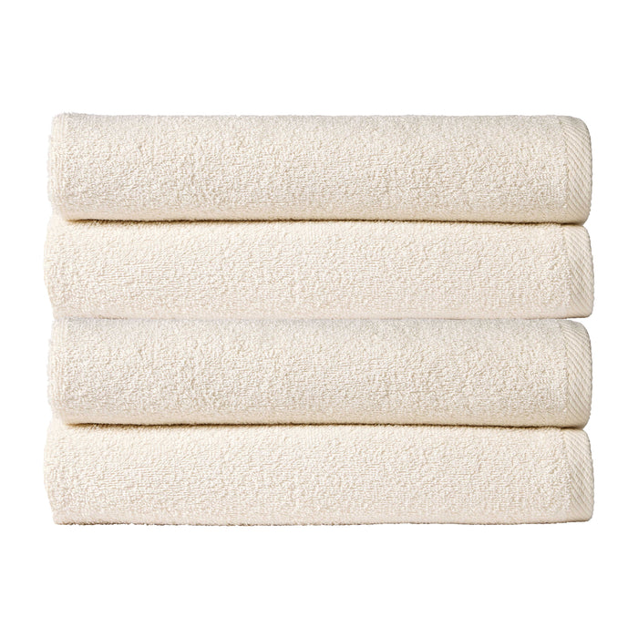 Pack of 4 Large Quick-Drying Lightweight Easycare Indus Valley Cotton Bath Sheets 80x140cm for Home Travel Gym Holidays Multiple Colours by OLIVIA ROCCO CREAM Towels