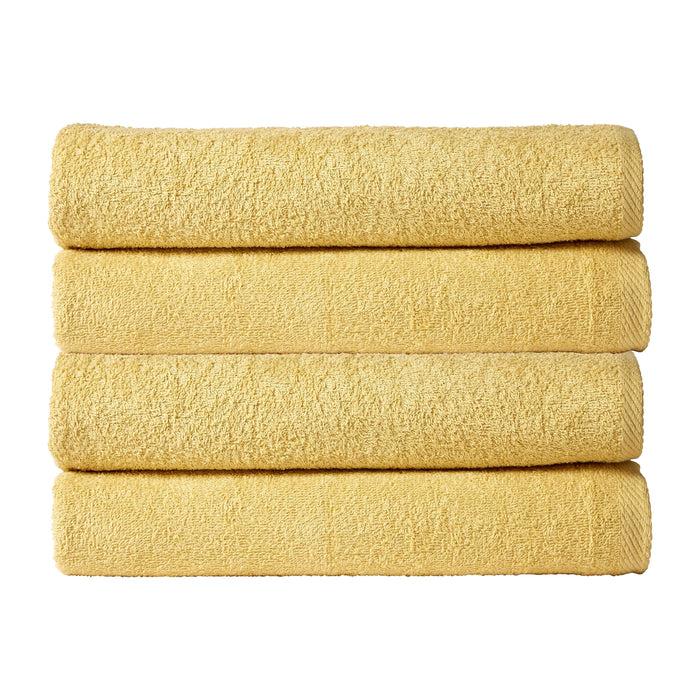 Pack of 4 Large Quick-Drying Lightweight Easycare Indus Valley Cotton Bath Sheets 80x140cm for Home Travel Gym Holidays Multiple Colours by OLIVIA ROCCO OCHRE Towels
