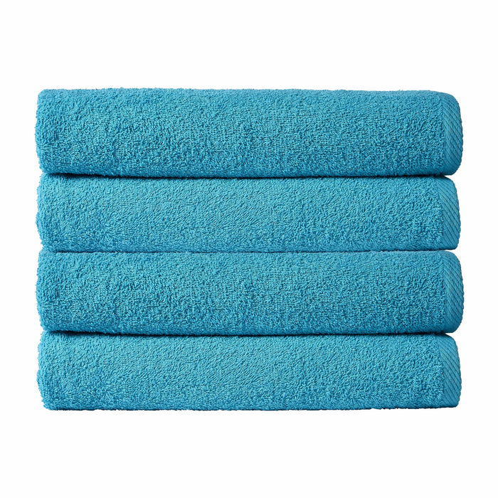 Pack of 4 Large Quick-Drying Lightweight Easycare Indus Valley Cotton Bath Sheets 80x140cm for Home Travel Gym Holidays Multiple Colours by OLIVIA ROCCO TEAL Towels