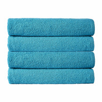 Pack of 4 Large Quick-Drying Lightweight Easycare Indus Valley Cotton Bath Sheets 80x140cm for Home Travel Gym Holidays Multiple Colours by OLIVIA ROCCO TEAL Towels