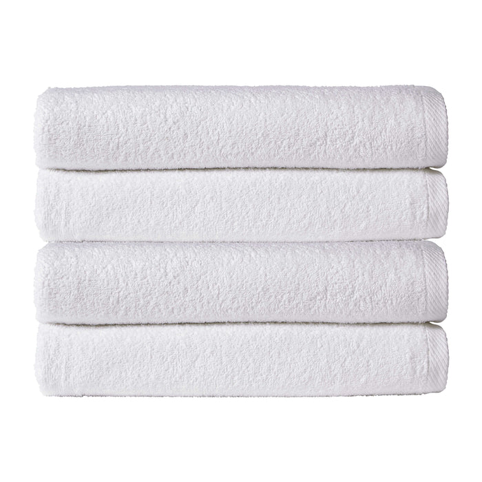 Pack of 4 Large Quick-Drying Lightweight Easycare Indus Valley Cotton Bath Sheets 80x140cm for Home Travel Gym Holidays Multiple Colours by OLIVIA ROCCO WHITE Towels