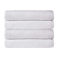 Pack of 4 Large Quick-Drying Lightweight Easycare Indus Valley Cotton Bath Sheets 80x140cm for Home Travel Gym Holidays Multiple Colours by OLIVIA ROCCO WHITE Towels