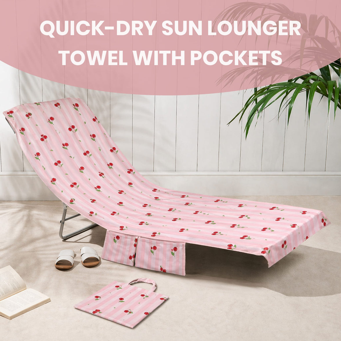 OLIVIA ROCCO Sun Lounger Beach Towels Soft Quick-Dry Sand Free Absorbent Sun Bed Towel with Pockets Lightweight Large Beach in a Bag Holiday Towels