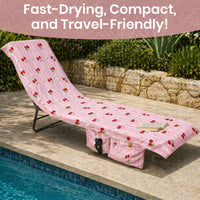 OLIVIA ROCCO Sun Lounger Beach Towels Soft Quick-Dry Sand Free Absorbent Sun Bed Towel with Pockets Lightweight Large Beach in a Bag Holiday Towels