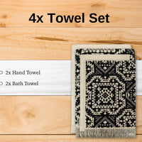 4 Piece Moroccan Towel Set 100 Percent Cotton 500GSM High Absorbency Quick Drying Durable Soft Hand and Bath Towels for Elegant Bathroom Decor by OLIVIA ROCCO Towels