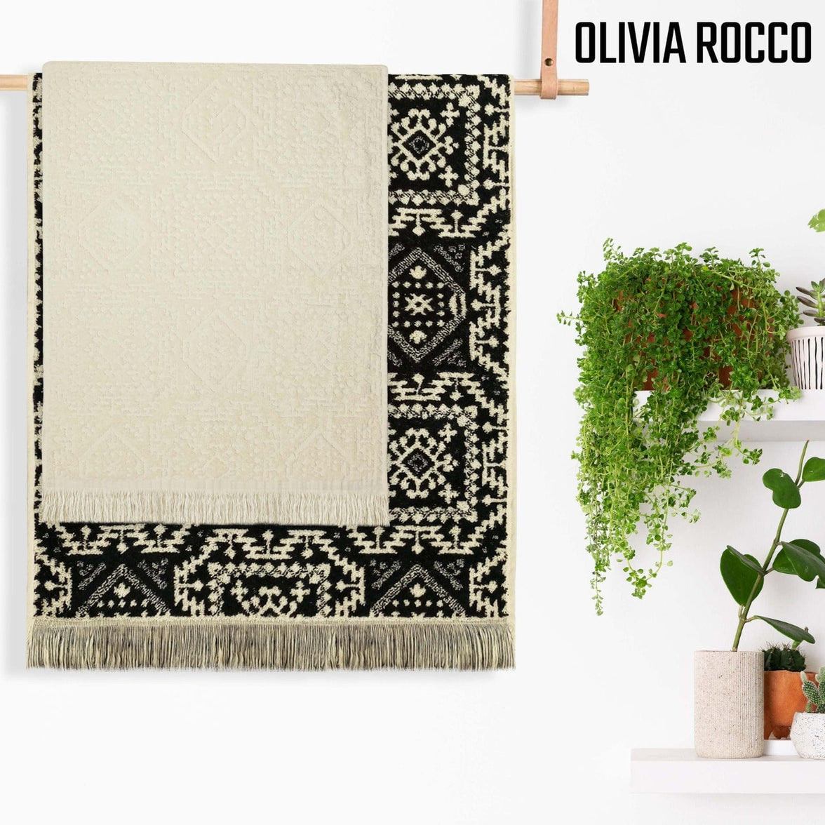 4 Piece Moroccan Towel Set 100 Percent Cotton 500GSM High Absorbency Quick Drying Durable Soft Hand and Bath Towels for Elegant Bathroom Decor by OLIVIA ROCCO Towels