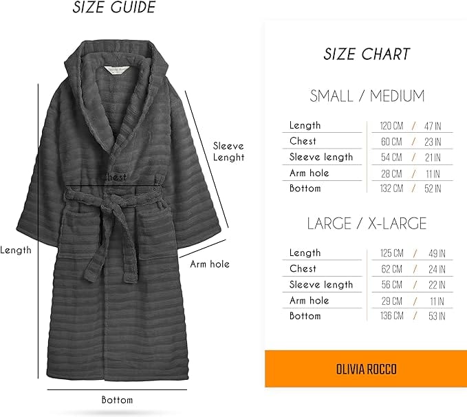 Women's Hydro Ribbed Ultra Soft 100% Cotton Hooded Bath Robes with Pockets and Belt Luxury Terry Towelling Loungewear Sleepwear in White and Grey by OLIVIA ROCCO Towels