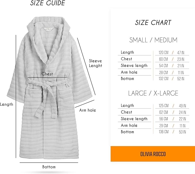 Women's Hydro Ribbed Ultra Soft 100% Cotton Hooded Bath Robes with Pockets and Belt Luxury Terry Towelling Loungewear Sleepwear in White and Grey by OLIVIA ROCCO Towels