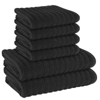 Hydro Cotton Ribbed Towels Highly Absorbent Luxurious Soft Lightweight Quick Dry, Jumbo Bath Sheet Packs & Towel Bale Sets Available by OLIVIA ROCCO BLACK / 6 PIECE TOWEL BALE Towels