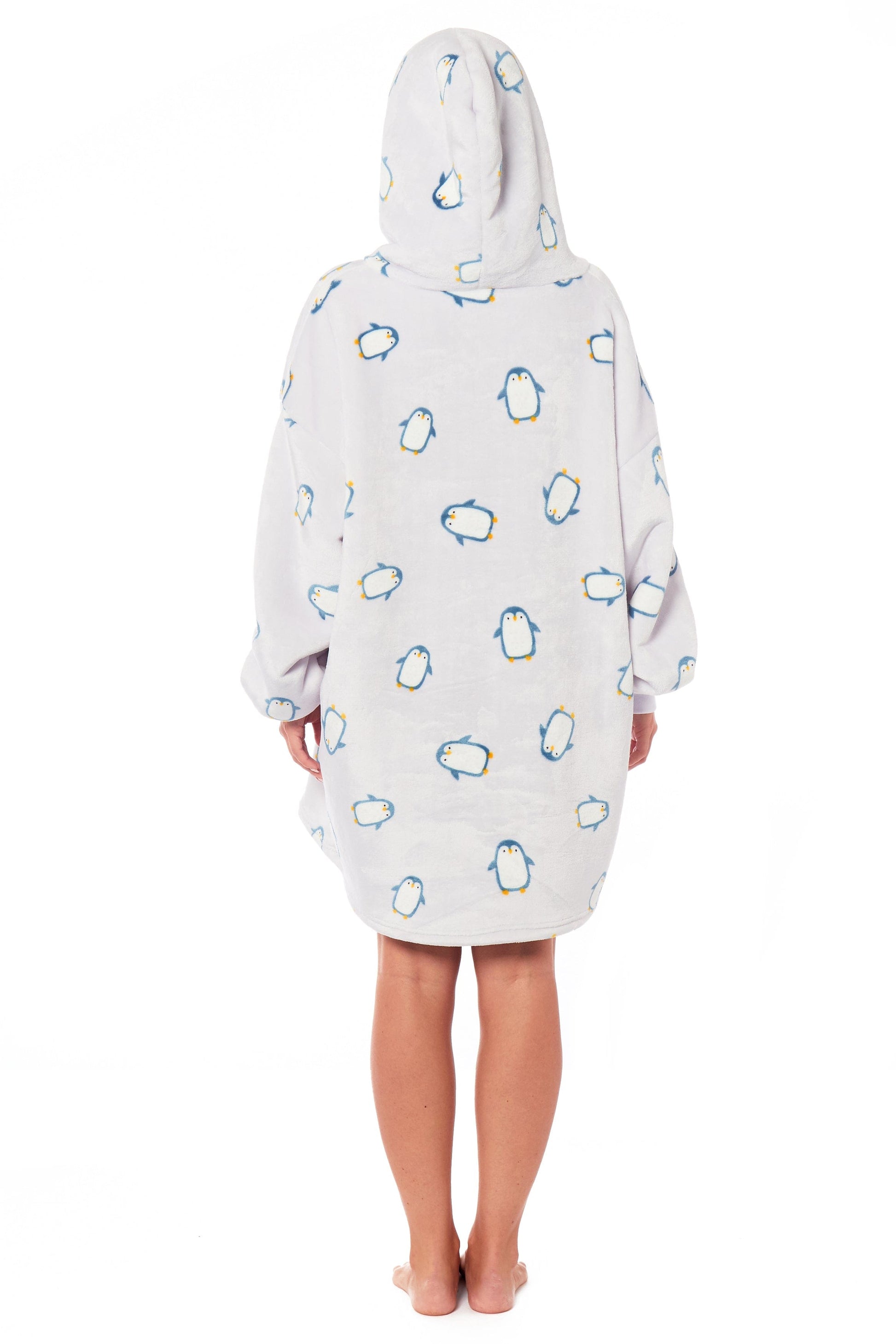 Oversized Penguin Hooded Plush Fleece With Reversible Sherpa Blanket PENGUIN Daisy Dreamer Hooded Blanket