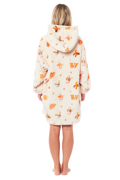 Oversized Dogs Hooded Plush Fleece With Reversible Sherpa Blanket DOGS Daisy Dreamer Hooded Blanket