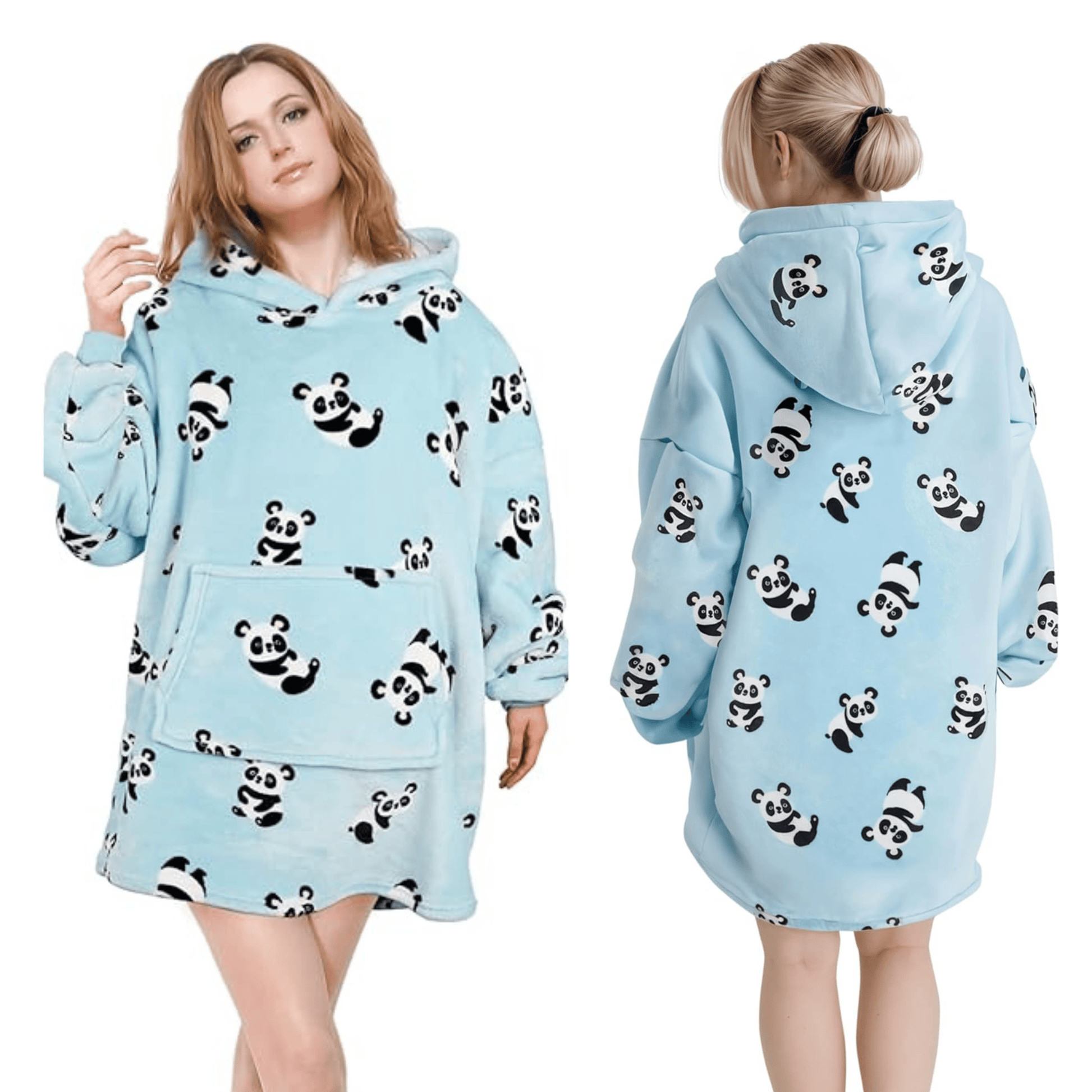 Oversized Panda Hooded Plush Fleece With Reversible Sherpa Blanket PANDA Daisy Dreamer Hooded Blanket