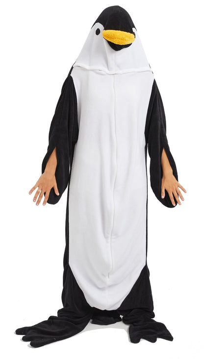 Oversized Penguin Animal Wearable Blanket Hoodie Soft Fleece Hooded Blanket with Sleeves Warm Winter Loungewear by OLIVIA ROCCO PENGUIN Hooded Blanket