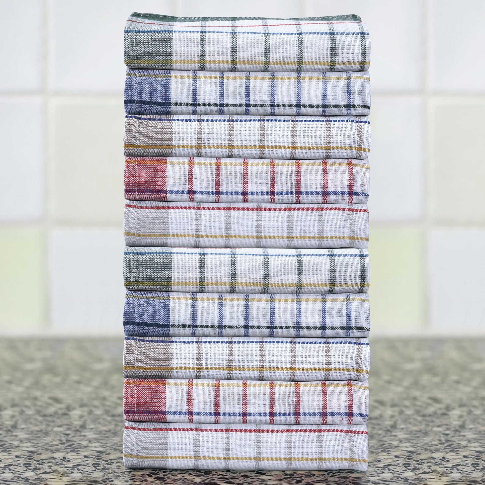 Pack of 10 Wonderdry Tea Towels Kitchen 100% Cotton Super Absorbent Quick Drying Dish Bar Cloth Set  by Olivia Rocco 10 Pack Tea Towel