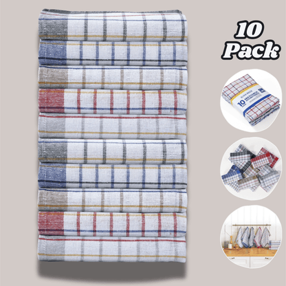 Pack of 10 Wonderdry Tea Towels Kitchen 100% Cotton Super Absorbent Quick Drying Dish Bar Cloth Set by OLIVIA ROCCO 10 PACK Tea Towel