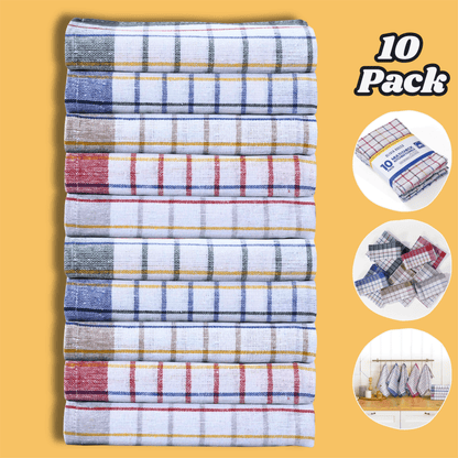 Pack of 10 Wonderdry Tea Towels Kitchen 100% Cotton Super Absorbent Quick Drying Dish Bar Cloth Set by OLIVIA ROCCO 10 PACK Tea Towel