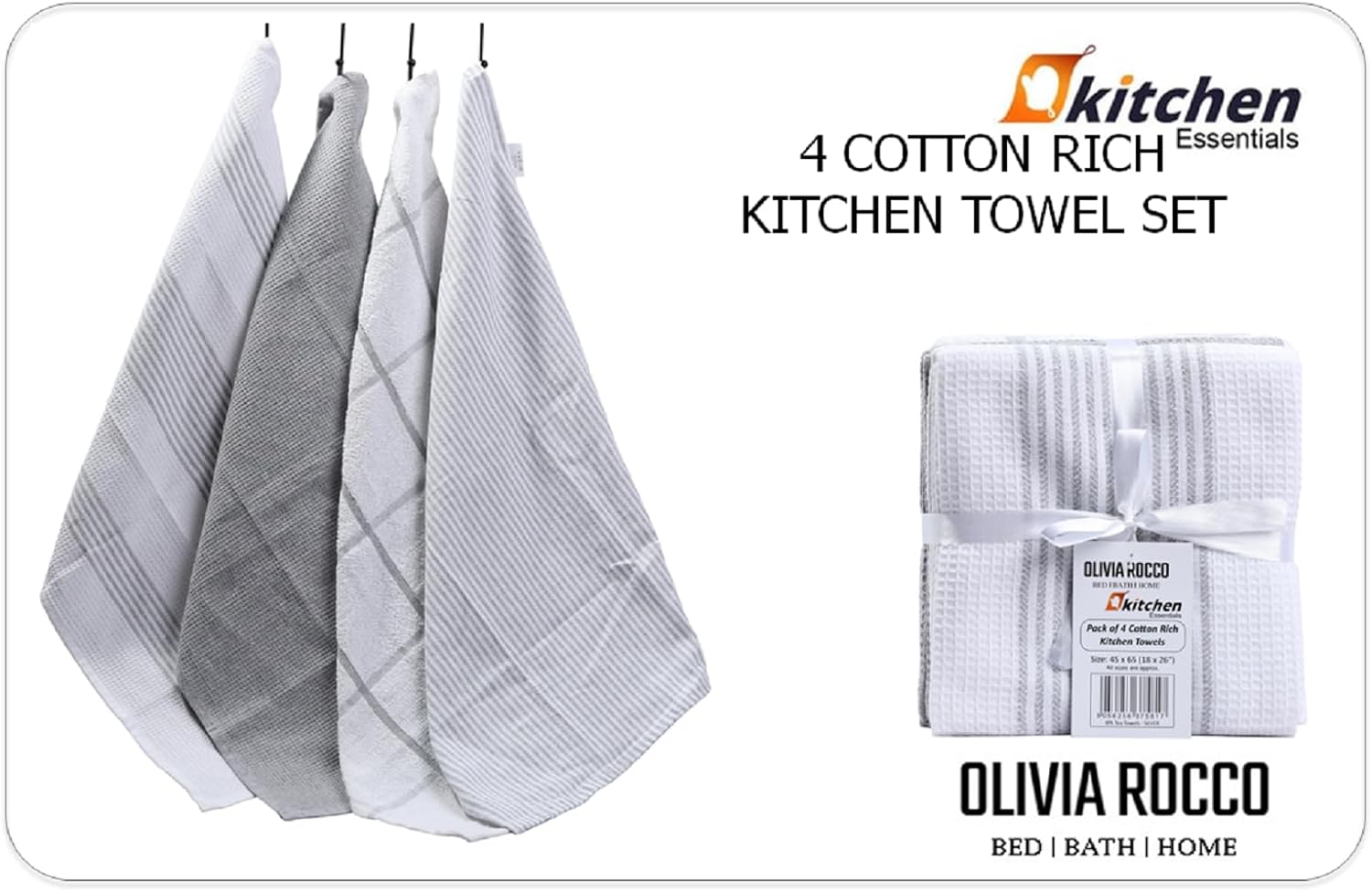 Absorbent Long Lasting Tea Towels (Pack of 4) OLIVIA ROCCO Tea Towel