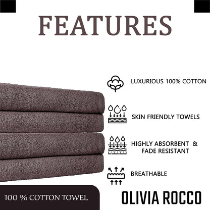 Pack of 4 Large Quick-Drying Lightweight Easycare Indus Valley Cotton Bath Sheets 80x140 cm for Home Travel Gym Holidays Multiple Colours by OLIVIA ROCCO (Copy) OLIVIA ROCCO Towels