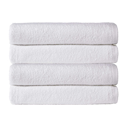 Pack of 4 Large Quick-Drying Lightweight Easycare Indus Valley Cotton Bath Sheets 80x140 cm for Home Travel Gym Holidays Multiple Colours by OLIVIA ROCCO (Copy) WHITE OLIVIA ROCCO Towels