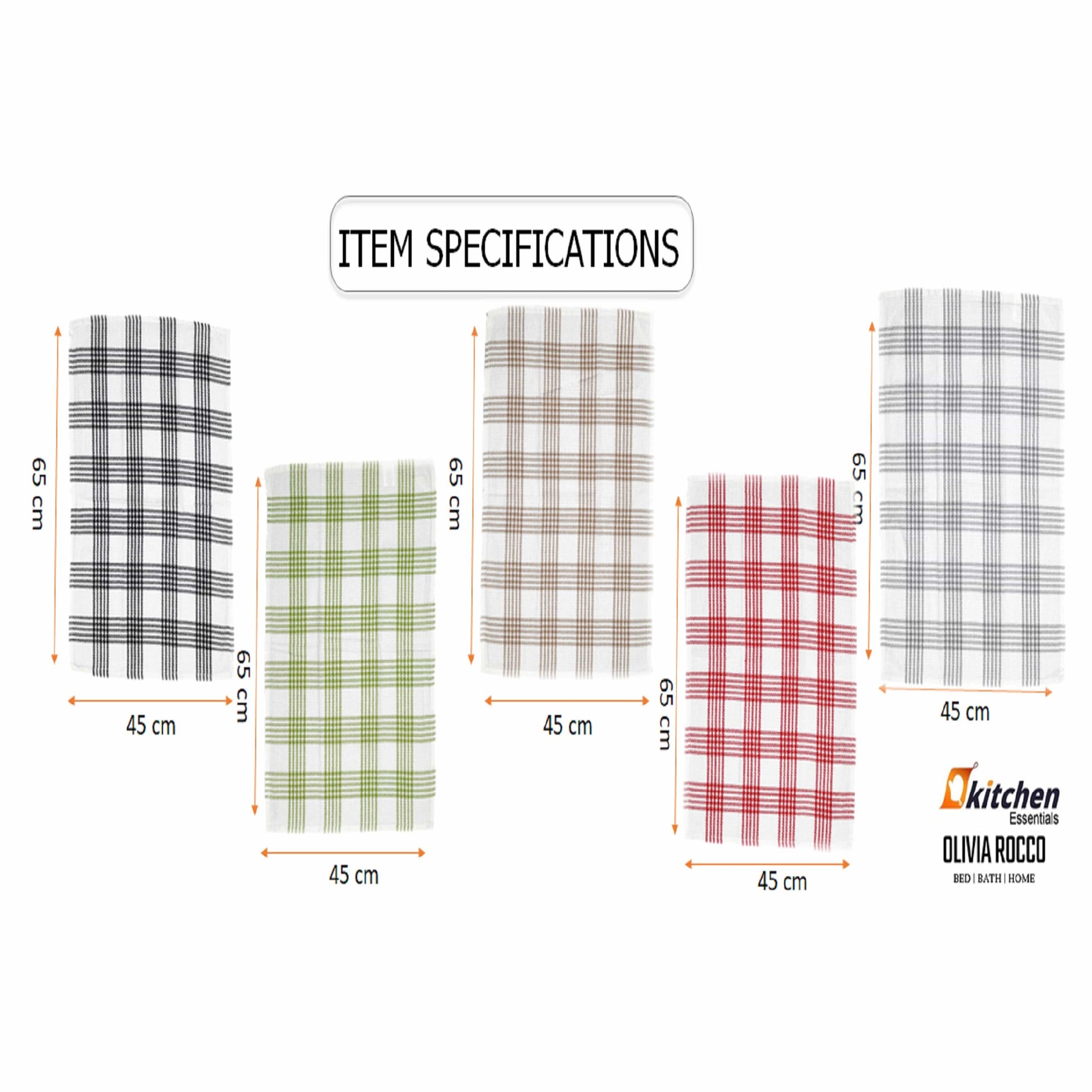 Pack of 5 Houndstooth Tea Towel Kitchen Towels Cotton Super Absorbent Quick Drying Assorted OLIVIA ROCCO Kitchen Tea Towels