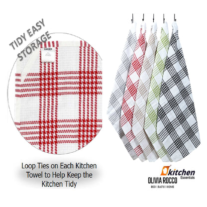 Pack of 5 Houndstooth Tea Towel Kitchen Towels Cotton Super Absorbent Quick Drying Assorted OLIVIA ROCCO Kitchen Tea Towels