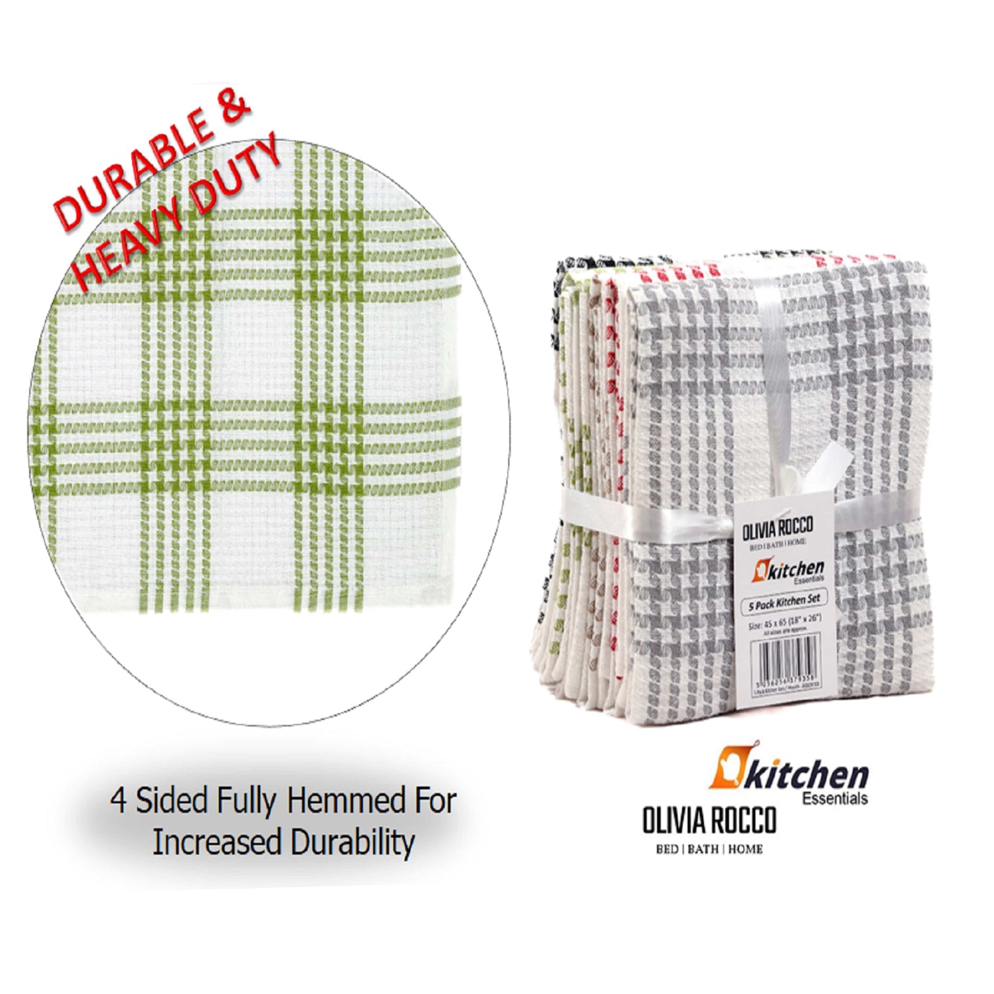 Pack of 5 Houndstooth Tea Towel Kitchen Towels Cotton Super Absorbent Quick Drying Assorted OLIVIA ROCCO Kitchen Tea Towels
