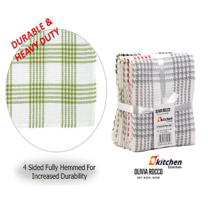 Pack of 5 Houndstooth Tea Towel Kitchen Towels Cotton Super Absorbent Quick Drying Assorted OLIVIA ROCCO Kitchen Tea Towels
